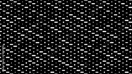 Dashed line with dots horizontal animation. Round Dashed line pattern background animation. Black and white seamless pattern background. Endless loop. 4k