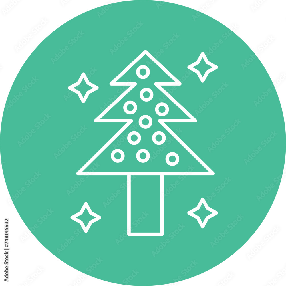 Christmas Tree Line Circle Icon Design Christmas Tree Line Circle Icon Design