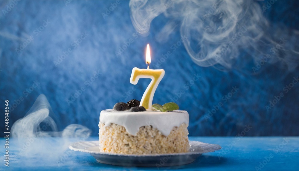 7 year Birthday cake - obrazy, fototapety, plakaty 