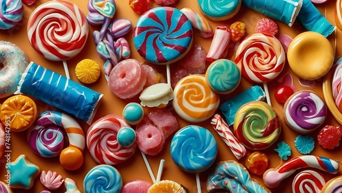 Colorful Candy Swirls Pattern with Eggs Background