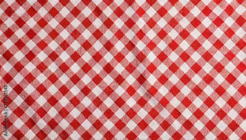 Red and white checkered tablecloth texture