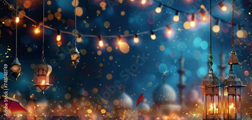 Decorative islamic celebration background. ramadan mubarak, eid fitr, eid adha, sales promotion or poster background