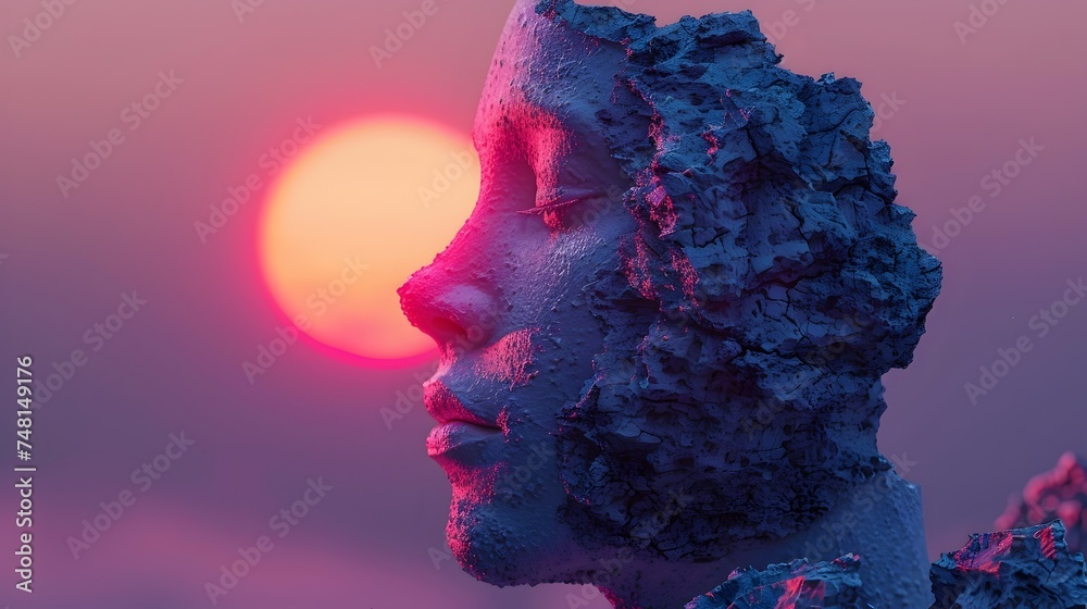 Neon Realism Sunset and Hyper-realistic Sci-Fi Woman Portrait