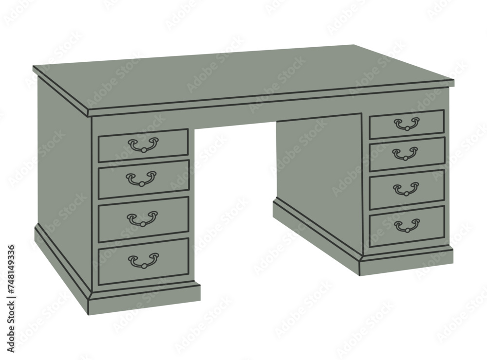 Image of a desk with side tables, isolated vector Image of a desk with side tables, isolated vector