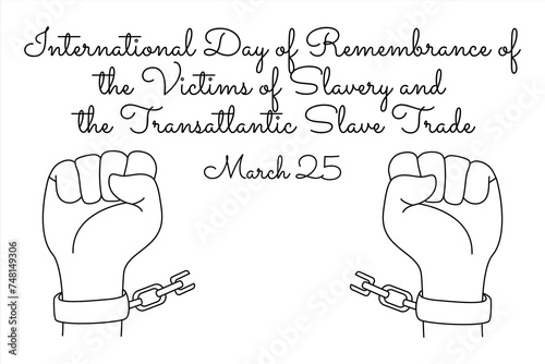 line art of International Day of Remembrance of the Victims of Slavery and the Transatlantic Slave Trade celebrate