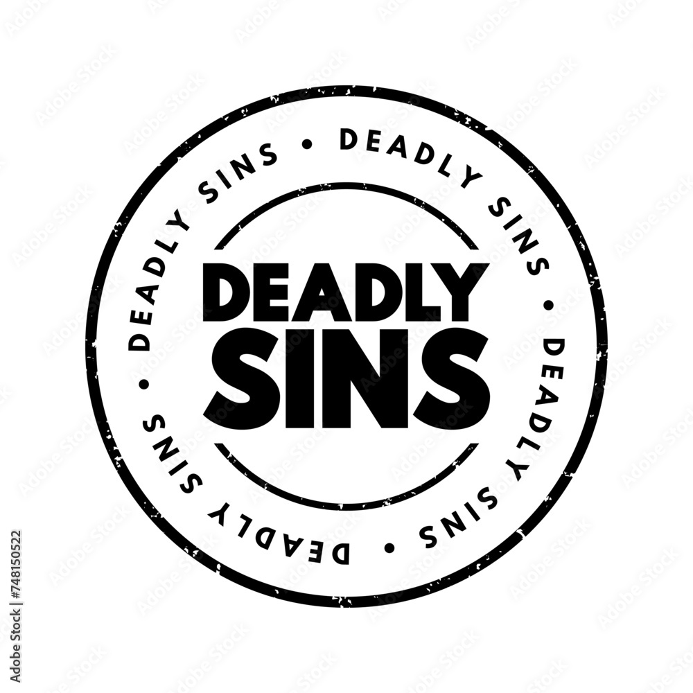 Deadly sins text stamp, concept background