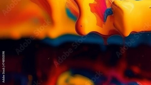 multicolor paint spilled onto the canvas, creating an interesting abstract drawing, a pattern of lines, halftones, causing different associations in your design. fluid art