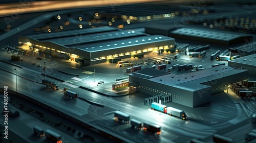 logistics and supply chain management, showcasing bustling warehouses, efficient transportation networks, and diligent workers ensuring seamless operations.