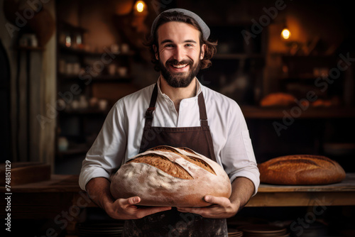 The Skilled Male Baker at a Busy Bakery Shop: A Tasty Profession in Action