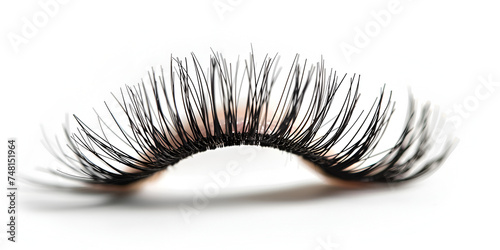Close up of a woman's eye with dramatic false lashes f healthy human eye with eyelashes Black false isolated on white background clipping path.
