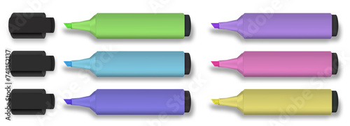 colorful writing pastel highlighter pens pink yellow blue green purple