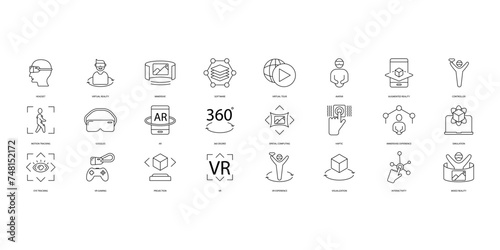 Virtual reality icons set. Set of editable stroke icons.Vector set of Virtual reality