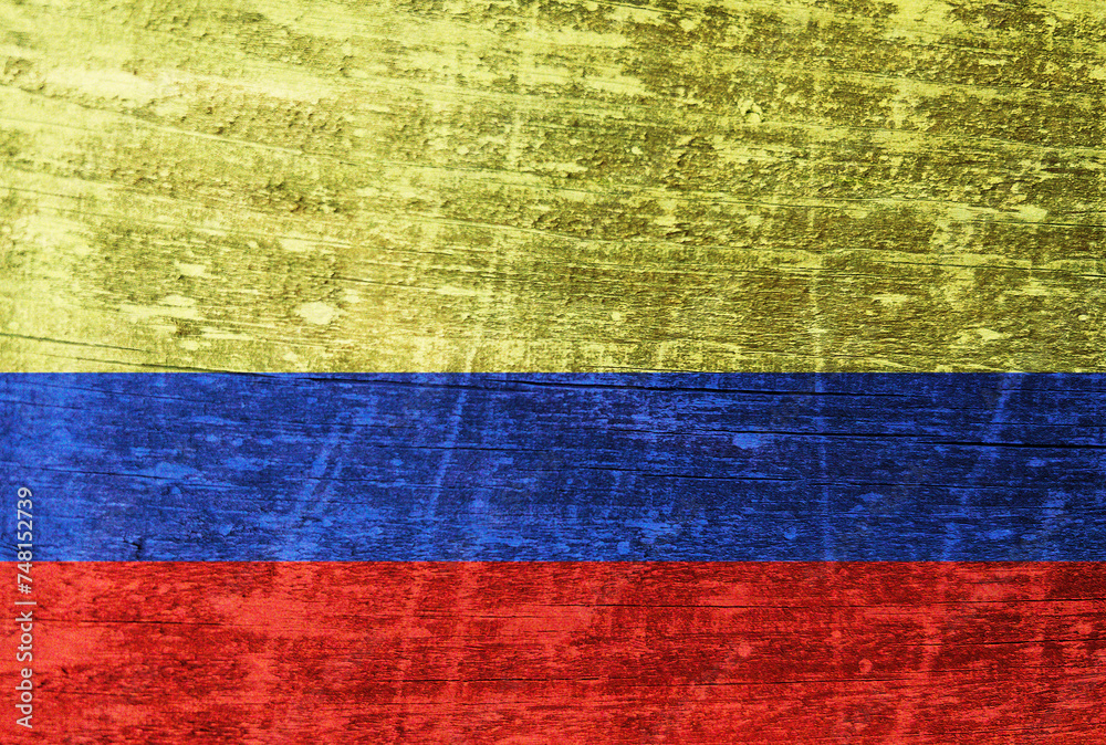 Colombia flag painted on wood