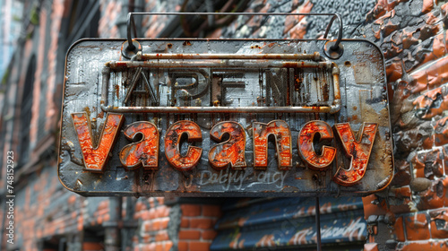 An isolated 3d rendered typography saying  Vacancy . Is a sign to potential customers.
