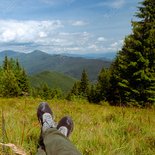 Tourism.. Solo hikes in the mountains. Active Leisure