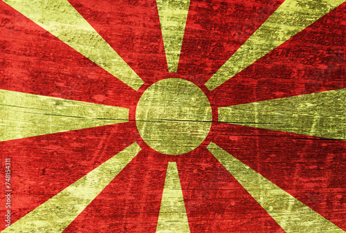 Macedonia flag painted on wood