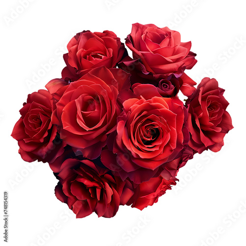 bouquet of red roses isolated with transparent background 