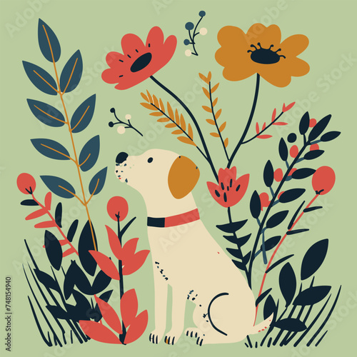 Cute dog with flowers