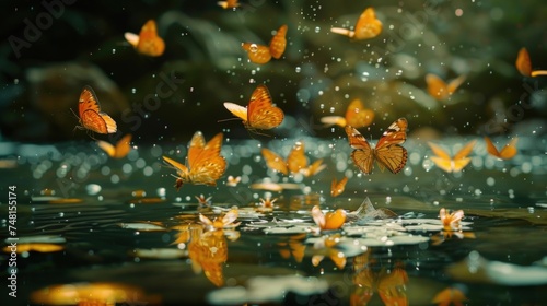Fairy Butterflies Flying Over the Water