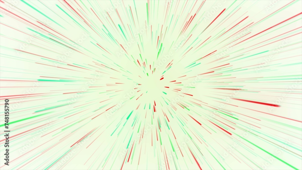 Abstract radial zoom surface of blurred multi color tunnel on white background. Data flow tunnel. Explosion star. Motion effect. Wormhole space tunnel abstract.