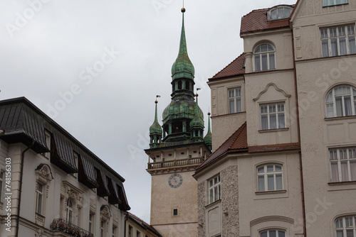View of the clock tower of the Old Town Hall in the city of Brno. Czech Republic