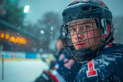 Bandy player young man player portrait. photo