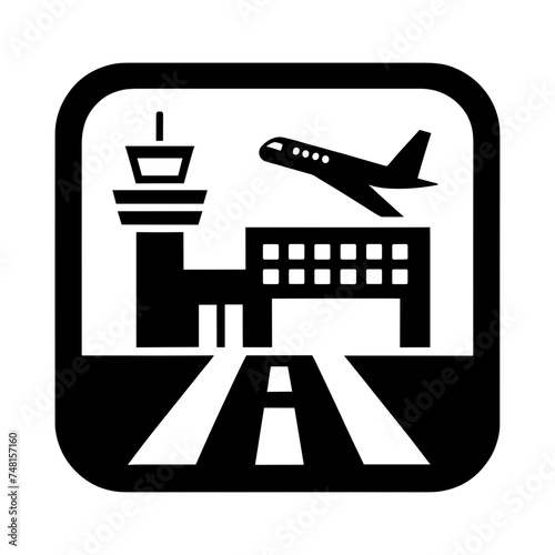 "Featuring A Sleek Plane Design, The Airport Terminal Icon In This Vector Collection Captures The Spirit Of Travel And Tourism, Symbolizing The Adventure Of Flight."