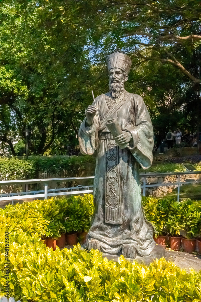 Matteo Ricci's statue near Ruins of St. Paul's . This Jesuit is known as the founder of modern Chinese Christianity. Also an astronomer and sinologist