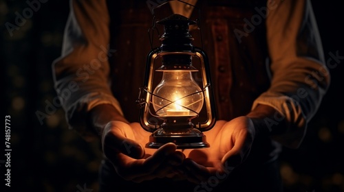 person holding a lamp
