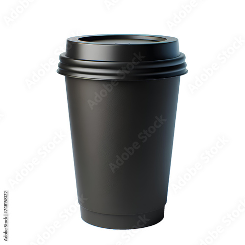 black black cup of cofe Isolated on white background.