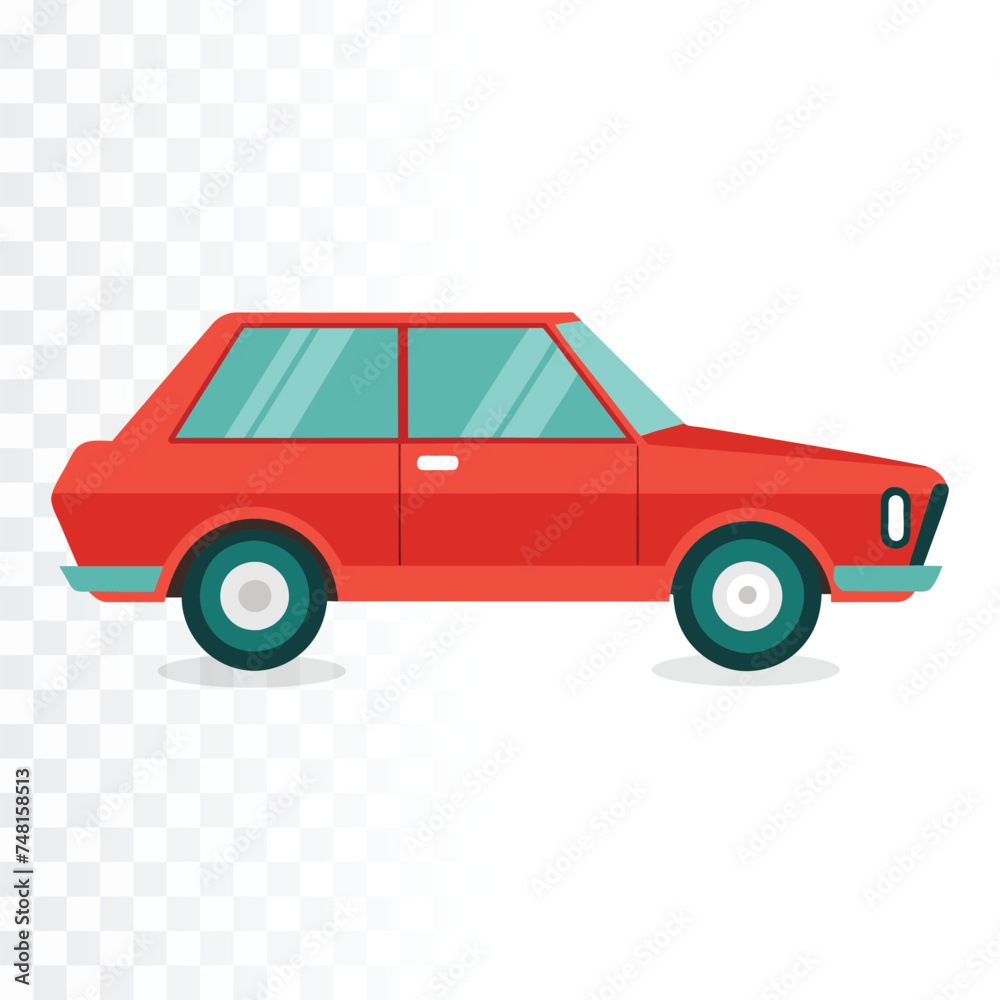 Car flat vector illustration on transparent background