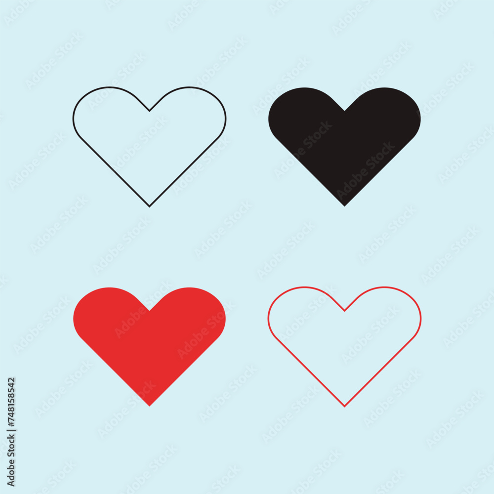 set of hearts on white background set of hearts on white background