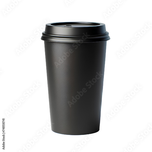 black black cup of cofe Isolated on white background.