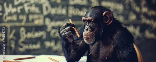 The monkey energetically brainstorming ideas for a project photo