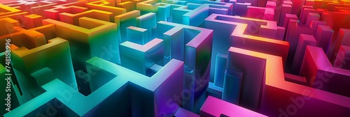 Vibrant colors leading the way through a maze of digital art