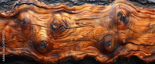 Intricate wood grain patterns showcased in rich, warm tones on polished wood