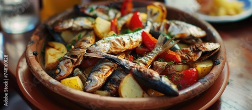 A wooden bowl brimming with an assortment of different types of food, including fruits, nuts, vegetables, and grains, creating a colorful and appetizing display.