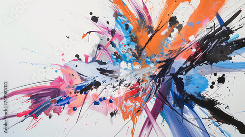 Abstract Artistry: Dynamic Splashes of Color in High Contrast Fluid Motion