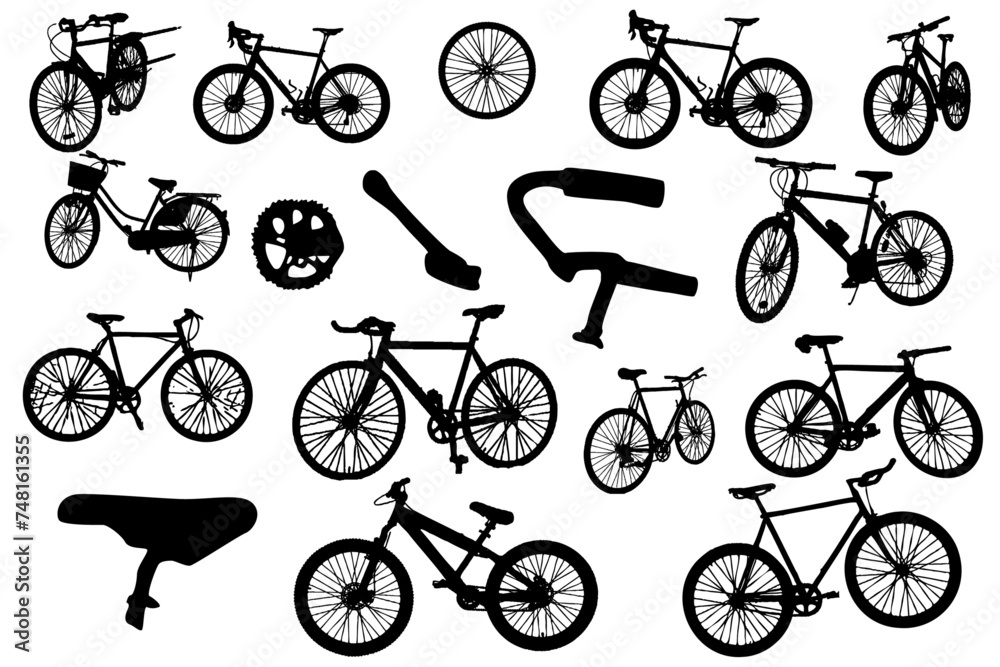 Abstract Vector Bicycle silhouette black Set Abstract Vector Bicycle silhouette black Set
