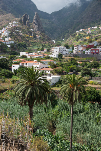 Paisaje rural en el pueblo de Hermigua en la isla de La Gomera, Canarias