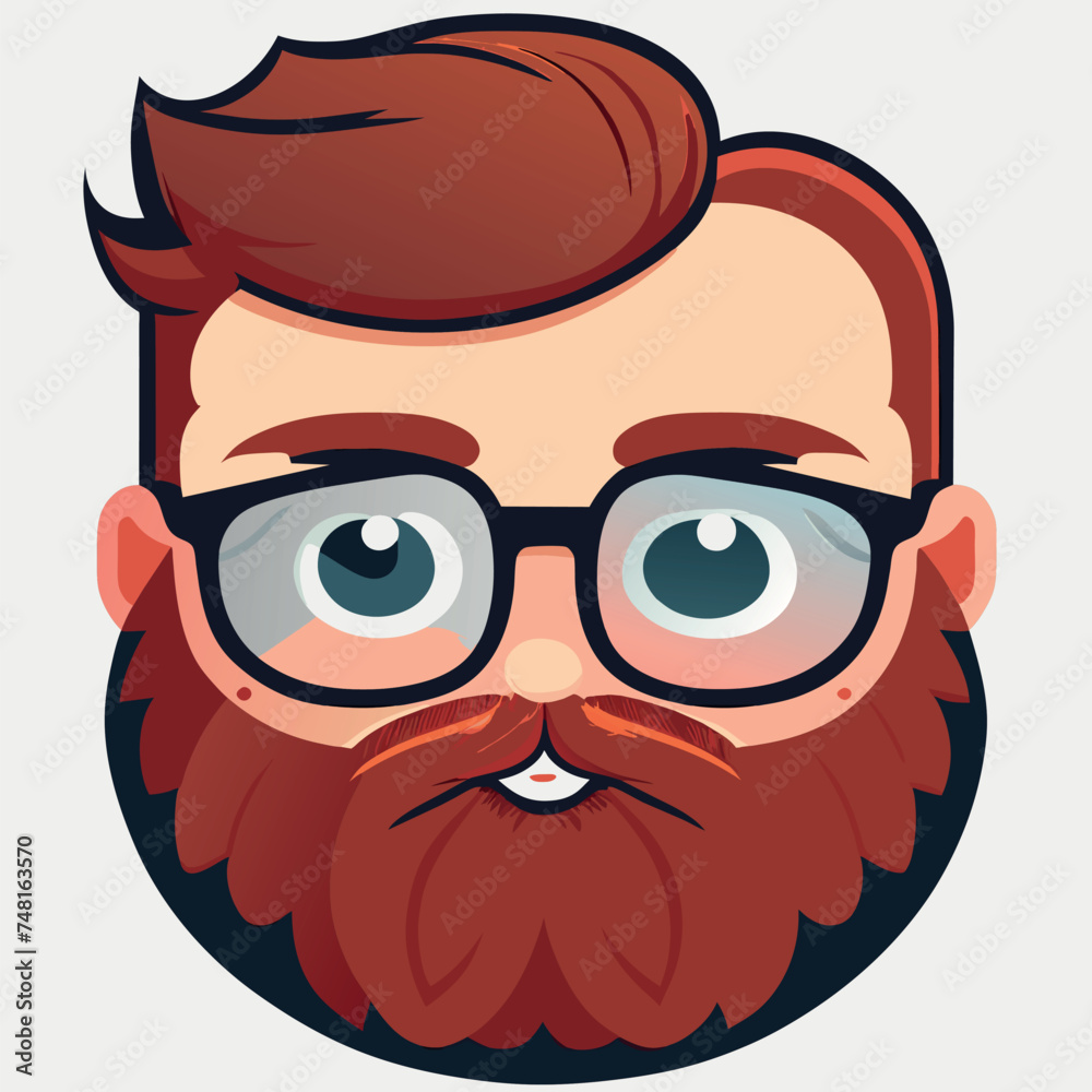 bearded man face illustration, this illustration is vector based with editable eps file, vector illustration kawaii