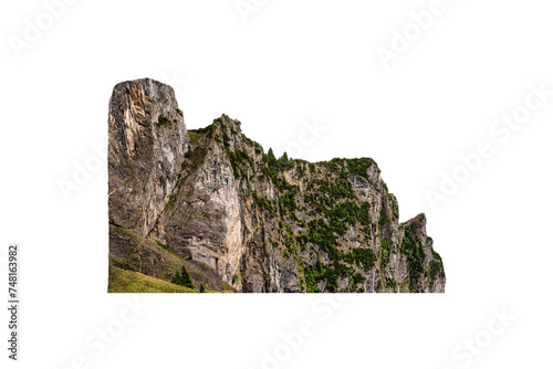 Limestone mountain on white background