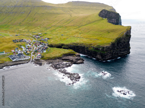 Gjogv and scenery of the Faroe islands photo