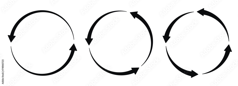 Circular arrows vector set black on white Circular arrows vector set black on white