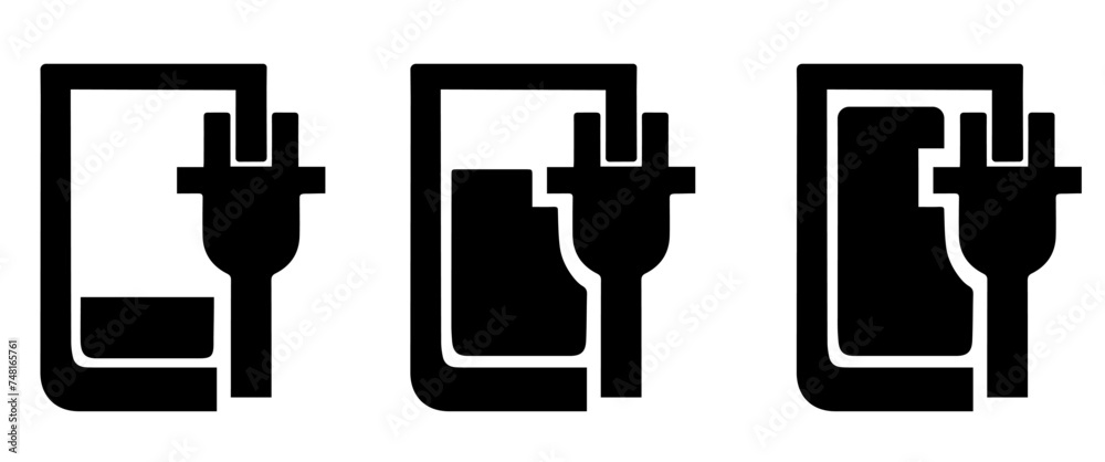 Charger icons charging from the network vector set Charger icons charging from the network vector set