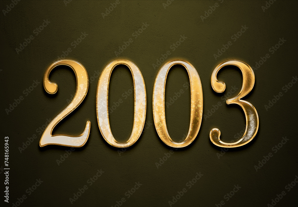 Old gold effect of year 2003 with 3D glossy style Mockup. Old gold effect of year 2003 with 3D glossy style Mockup.