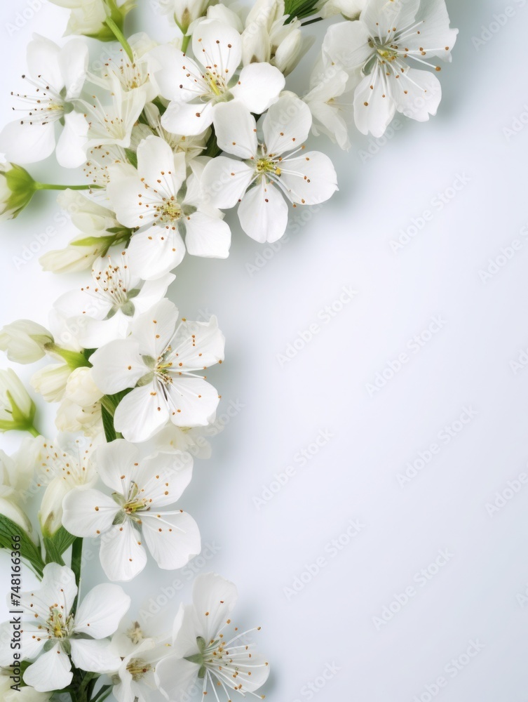 white background or texture. spring flowers. frame, place for text. template, greeting card for Mother's Day, March 8 white background or texture. spring flowers. frame, place for text. template, greeting card for Mother's Day, March 8