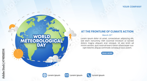 World Meteorological Day background with climate change of Earth