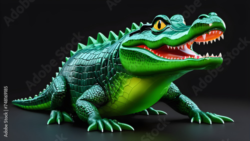 animal crocodile emoji on a black background. crocodile isolated on black. crocodile cartoon. wild animal crocodile 