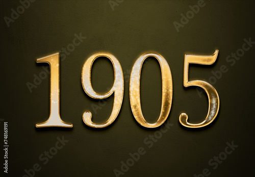 Old gold effect of year 1905 with 3D glossy style Mockup. 